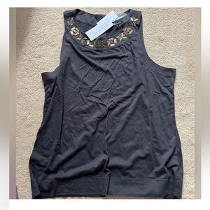FINAL New banana republic blouse tank shirt beaded grey gold top xl